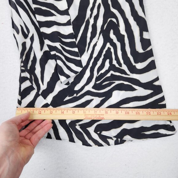 WHBM Jumpsuit Womens 8 Black White Zebra Print Wide Leg Belted Sleeveless Casual - Picture 9 of 14